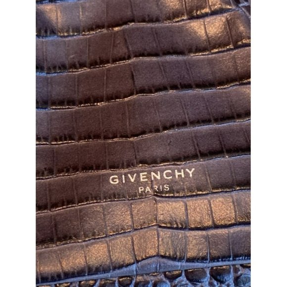Givenchy Embossed Crocodile Ss2020 Triangle Collar Pouch Gray Leather Wristlet - Picture 5 of 11